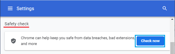 Выполните проверку безопасности Chrome