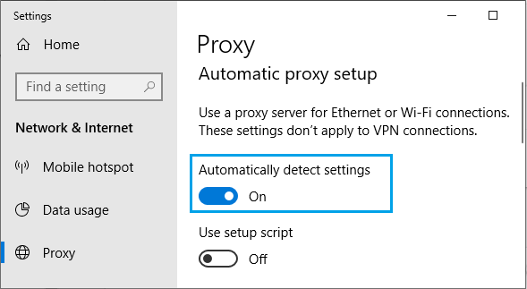 Автоматическое определение настроек прокси-сервера Windows PC