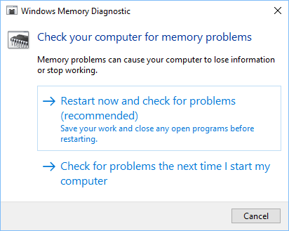 Проверьте компьютер с Windows на наличие проблем с памятью