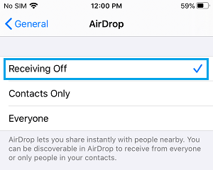 Отключить AirDrop на iPhone