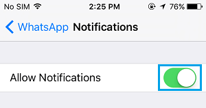 Разрешить уведомления WhatsApp на iPhone