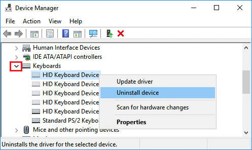Удаление USB-клавиатуры в Windows 10