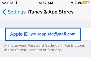 Параметр настроек Apple ID на iPhone