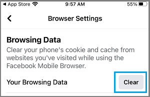 Очистить данные просмотра Facebook на iPhone