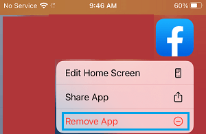 Удалить приложение Facebook с iPhone