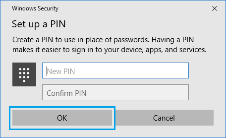 Настройка PIN-пароля в Windows 10