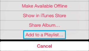 Добавить в список воспроизведения в Apple Music на iPhone