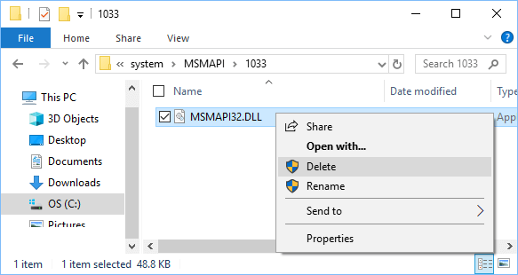 Удалить файл Msmapi32.dll