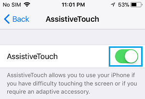 Включить опцию AssistiveTouch на iPhone