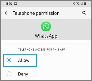 Разрешить WhatsApp доступ к телефону