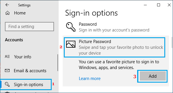 Добавить опцию графического пароля в Windows