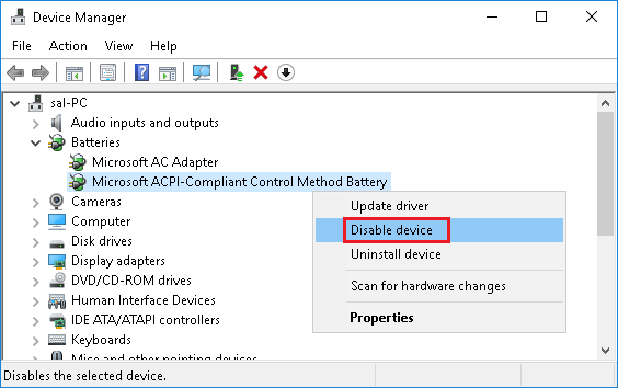 Отключить ACPI-совместимый метод управления Microsoft в Windows 10