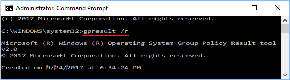 Команда gpresult/r в Windows 10