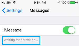 iMessage ожидает ошибки активации на iPhone