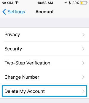 Удалить опцию «Моя учетная запись» в WhatsApp на iPhone