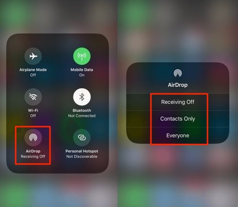 Как включить AirDrop из Центра управления в iOS 11 — шаг 3