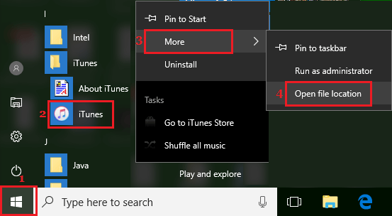 Открыть расположение файла для программы в Windows 10