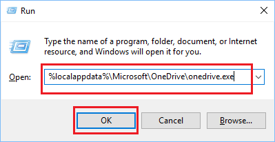 Запустите файл OneDrive.exe с помощью команды «Выполнить» в Windows 10