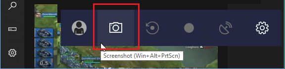 Параметр «Создать скриншоты» на игровой панели в Windows 10