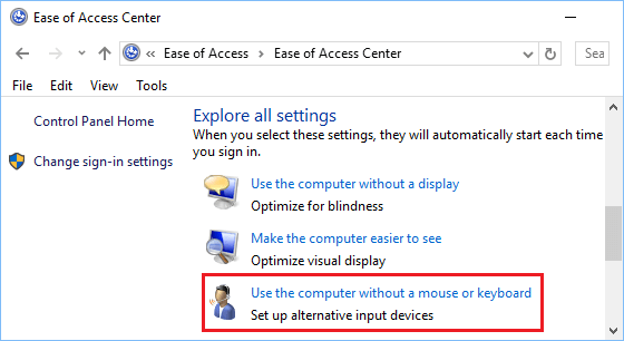 Использование компьютера без мыши или клавиатуры в Windows 10