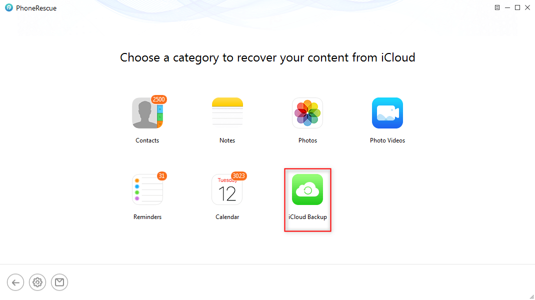 Выберите резервную копию iCloud