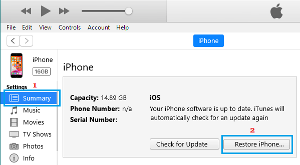 Восстановить iPhone с помощью iTunes