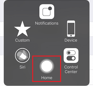 Виртуальная кнопка «Домой» в меню AssistiveTouch на iPhone