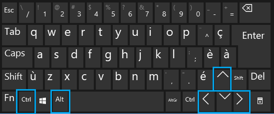 CTRL, ALT и клавиши со стрелками на компьютере с Windows