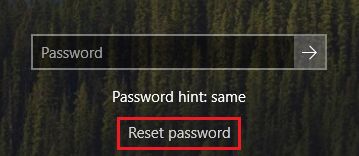 Возможность сброса пароля в Windows 10