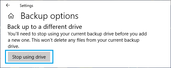 Прекратите использовать диск для резервного копирования истории файлов Windows
