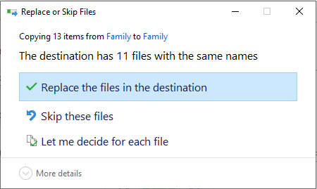 Параметры восстановления истории файлов Windows