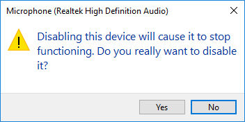Отключить всплывающее окно микрофона в Windows 10