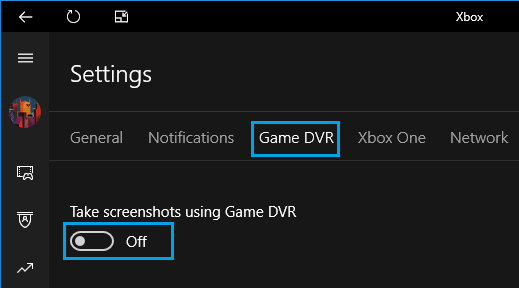Отключить создание снимков экрана с помощью опции Game DVR в Windows 10