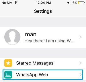 Веб-вкладка WhatsApp на iPhone
