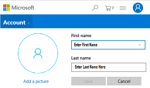 Изменить имя и фамилию для учетной записи Microsoft
