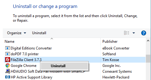 Удалить программу на компьютере с Windows 10