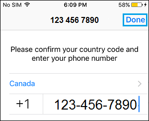 Введите номер телефона в WhatsApp на iPhone