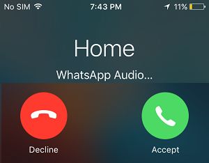 Принять или отклонить вызов WhatsApp на iPhone