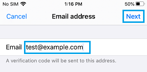 Добавить адрес электронной почты на iPhone