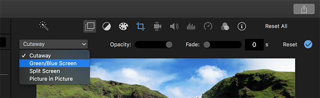 Применение эффекта зеленого экрана в iMovie на Mac