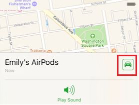 Опция «Найти маршруты» в службе «Найти AirPods» на iPhone