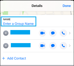 Введите параметр имени группы в приложении iPhone Messages