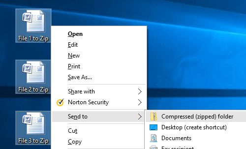 Сжатие нескольких файлов в Windows 10 