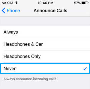 Никогда не объявляйте о звонках на iPhone