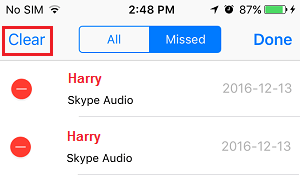 Удалить все пропущенные звонки на iPhone