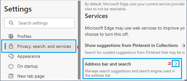 Управление адресной строкой и параметром поиска в Microsoft Edge