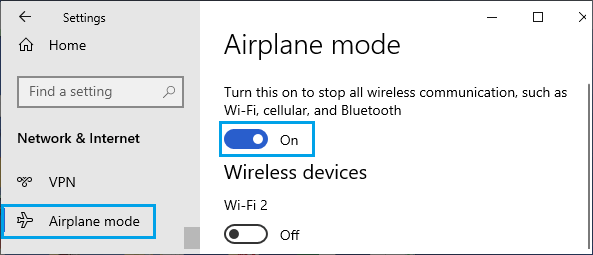 Включить режим полета на ПК с Windows