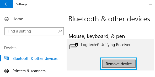 Удалить устройство Bluetooth в Windows 10 