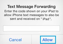 Введите код безопасности на iPhone для пересылки текстовых сообщений