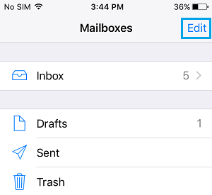 Изменить параметр в почтовом ящике на iPhone